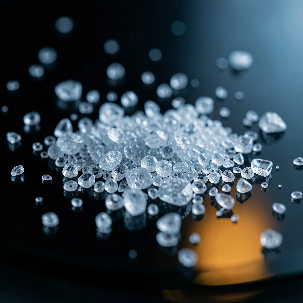 Mineral crystals on dark surface