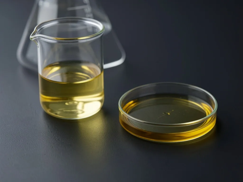 Laboratory glassware on a dark surface